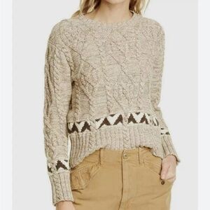 Polo Ralph Lauren cableknit Crew Neck Sweater - cotton linen silk blend